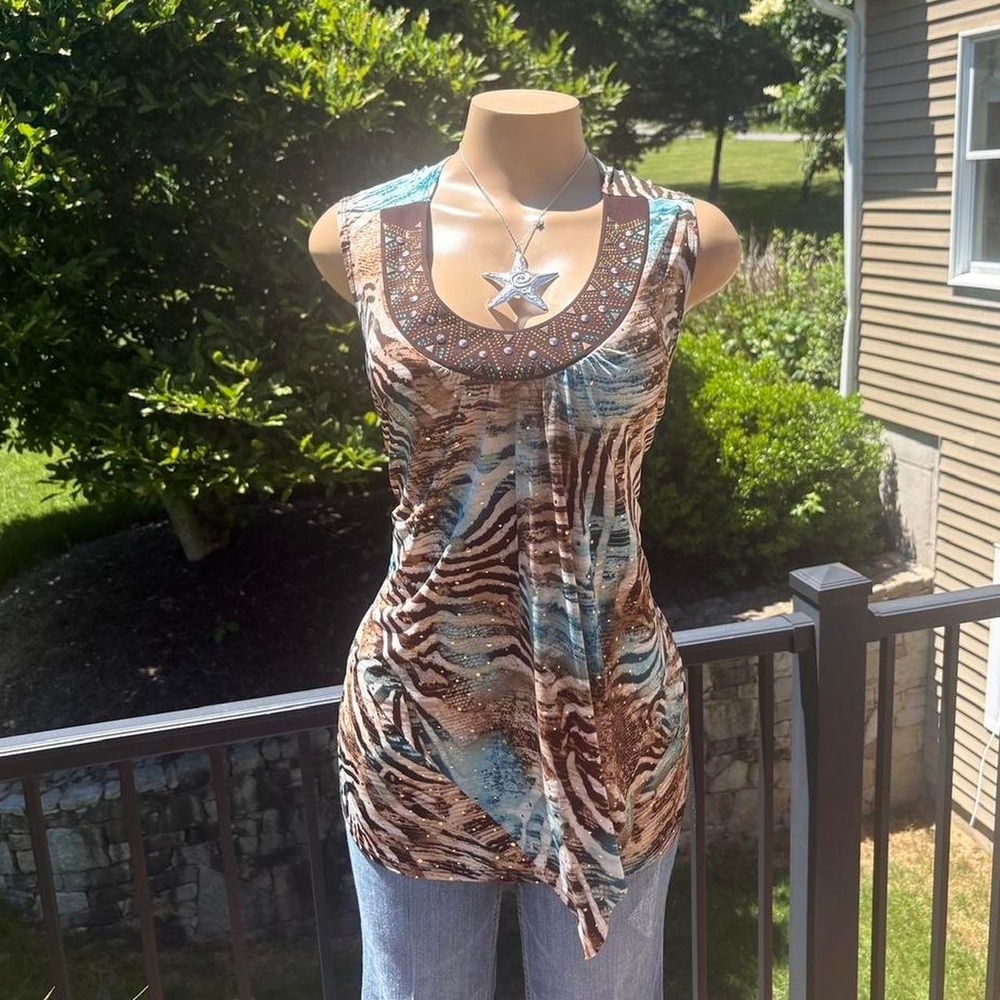 Y2K‎ 2000s dressbarn Animal Print Embellished Tank